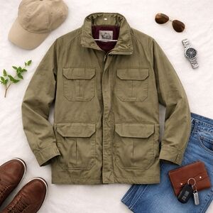 Vintage WOOLRICH Safari/chore Coat Pockets Long Sleeve. Heavy. Size Medium